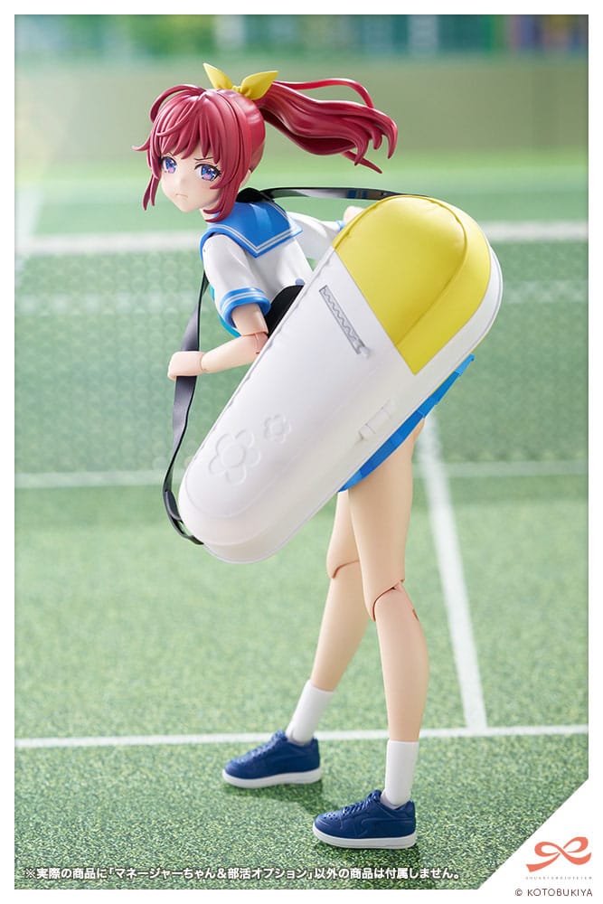 Club Manager & Sporting Goods kit side view with racket bag slung over shoulder on court