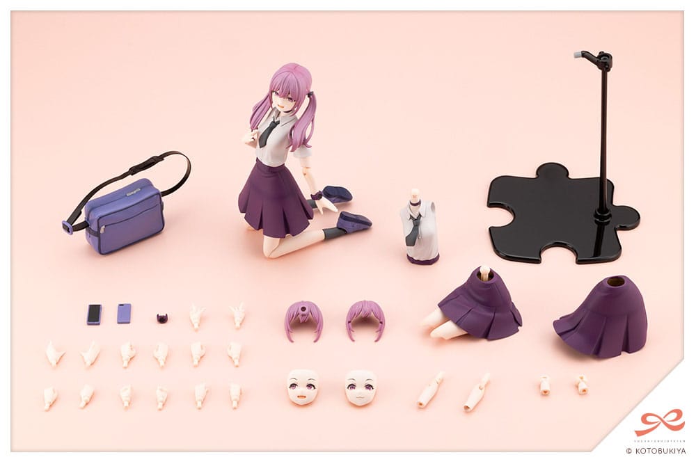 Little Devil Twin Tails kit contents laid out with bag, faces, hands, skirts and stand