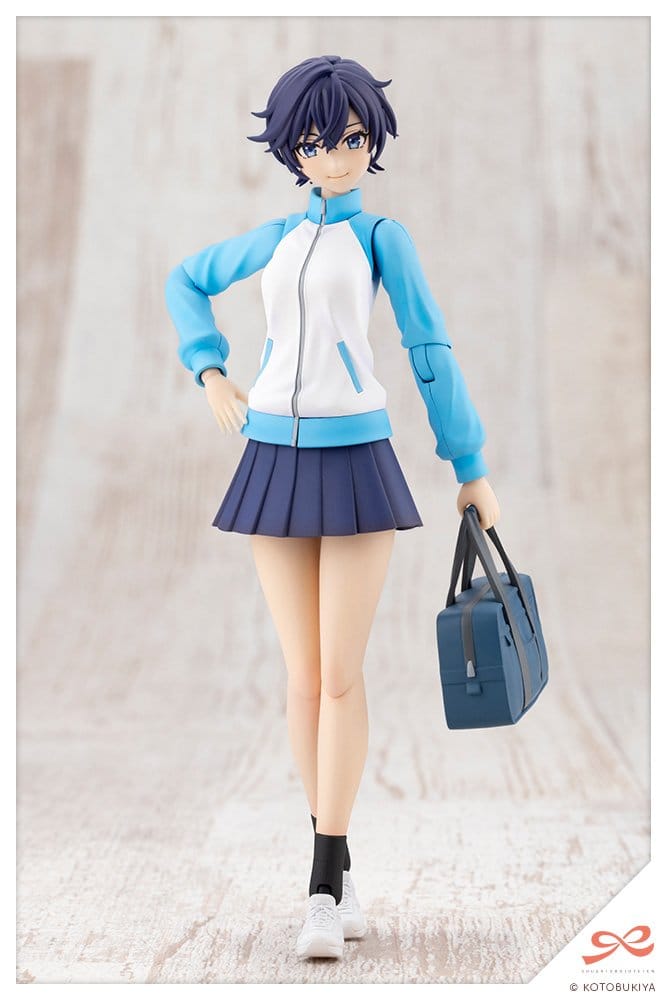 Rui Saotome Tracksuit kit walking with bag and hand on hip