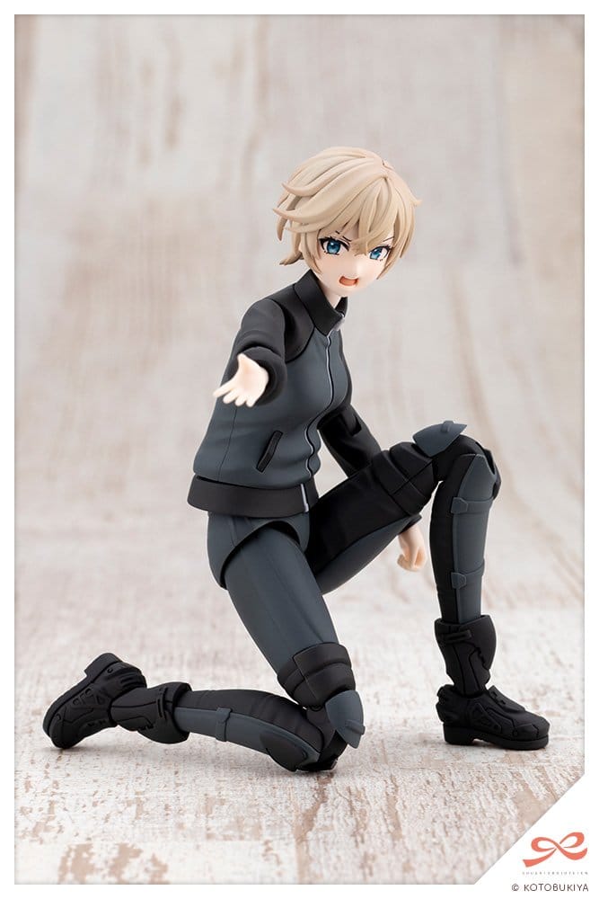 Rui Saotome Midnight Onyx riding suit body kneeling on one knee