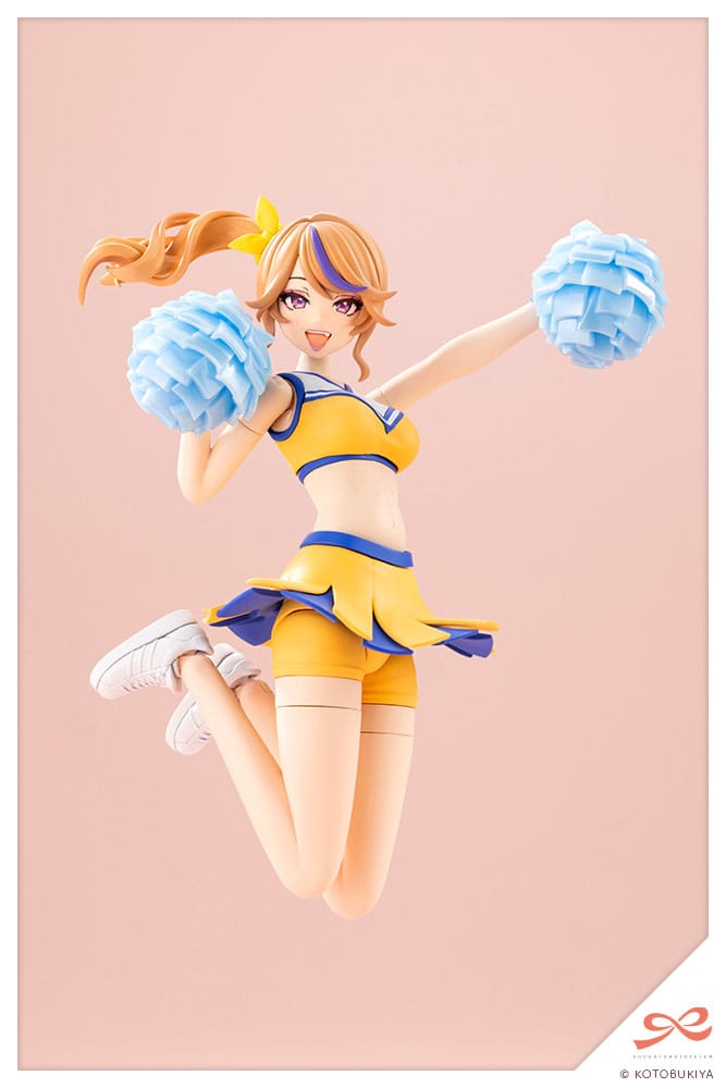 Sousai Shojo Teien Seira Ichijo mid-jump with arms spread and blue pom-poms