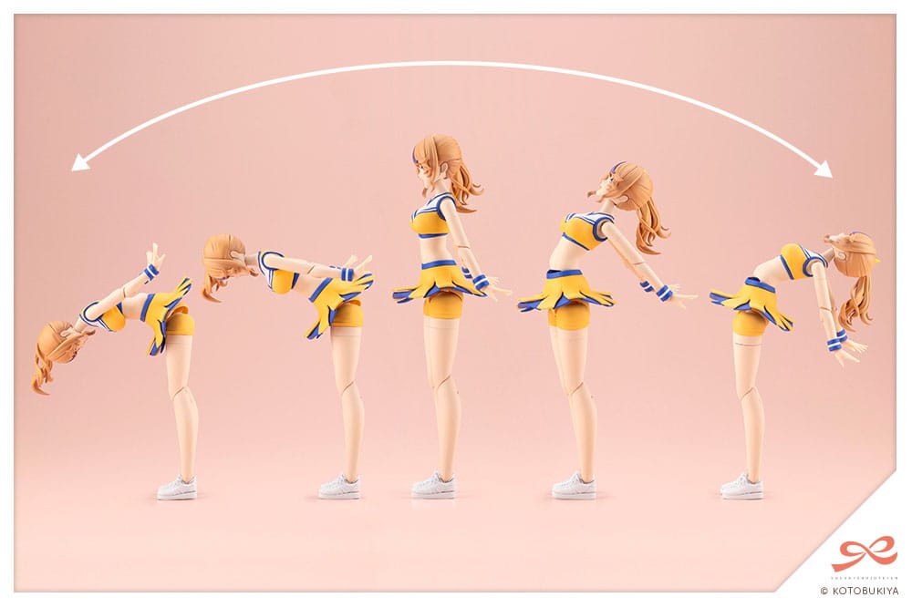 Seira Ichijo Cheerleading torso articulation shown in five poses from arched back to forward bend