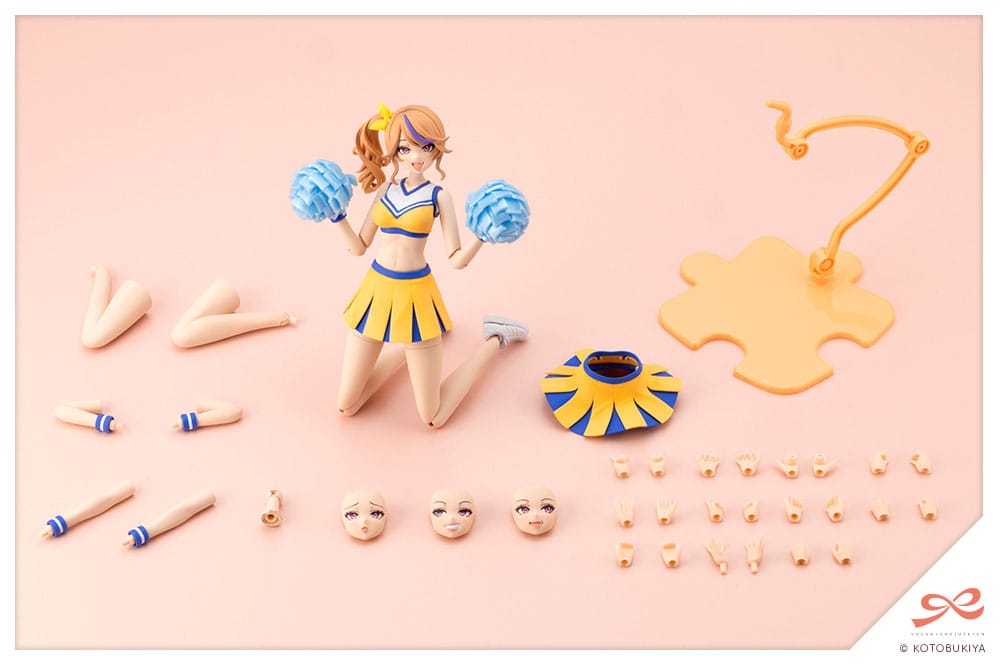 Seira Ichijo Cheerleading Costume kit contents laid out with pom-poms, faces, hands and stand