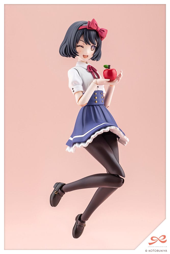 Snow White kit mid-jump with winking face holding a red apple