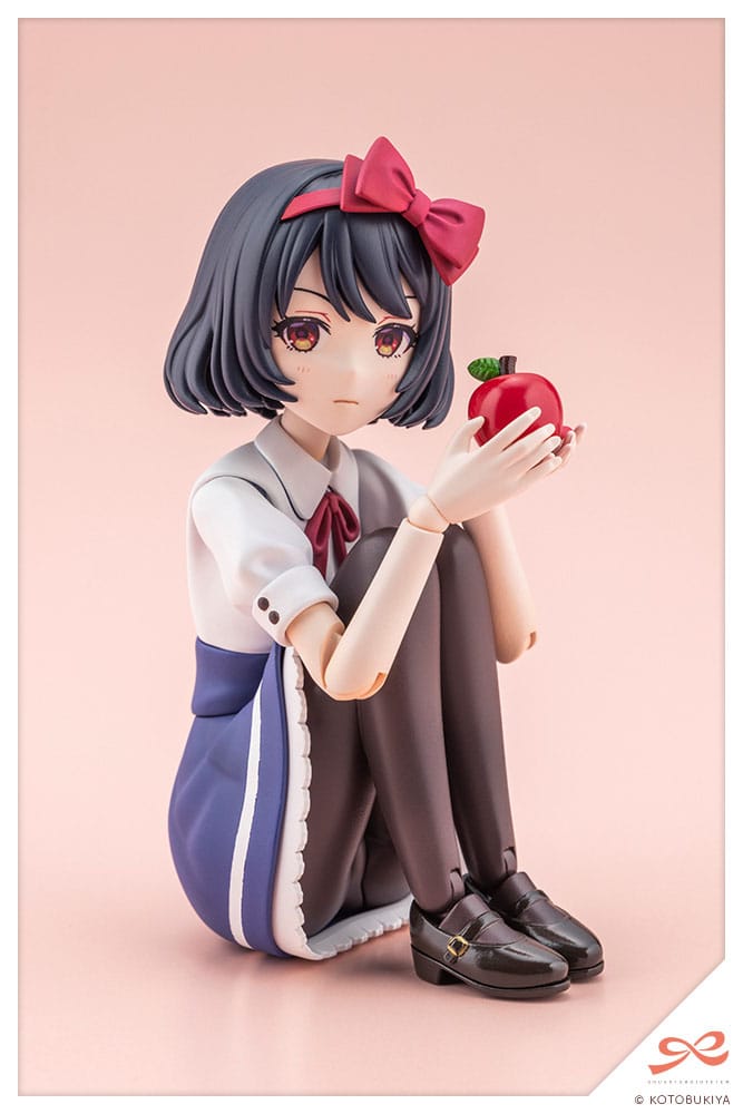 Snow White model kit sitting hugging her knees with a red apple