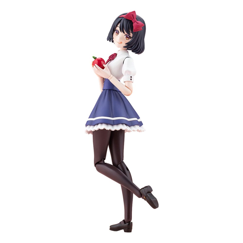 Kotobukiya Sousai Shojo Teien Snow White kit holding a red apple in navy skirt and ribbon