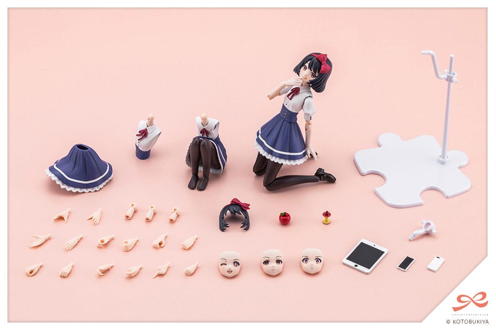 Snow White kit contents laid out with faces, hands, apples, devices and stand