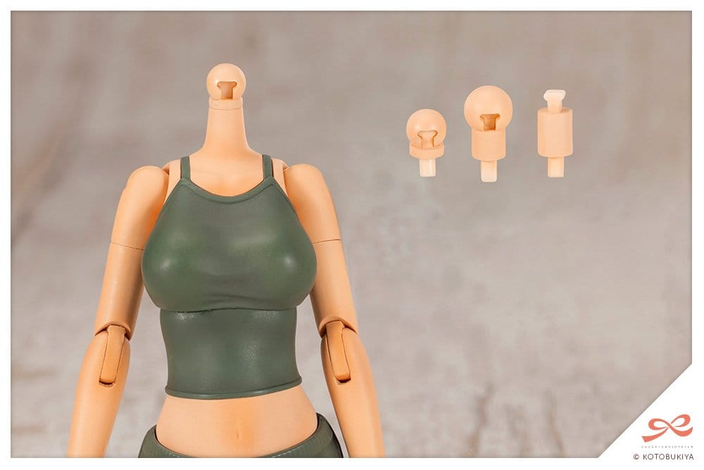 Close-up of Training Wolf torso in green crop top with neck joint parts