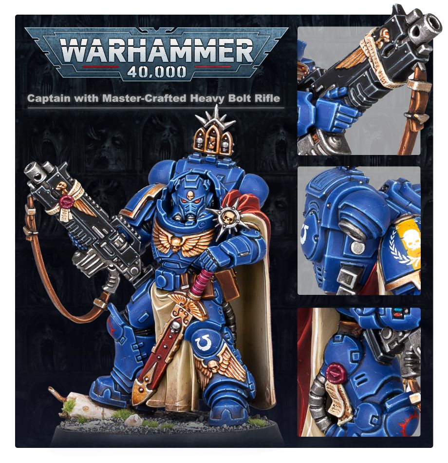 Space Marine: Captain With Master-Crafted Bolt Rifle model detail - Loaded Dice