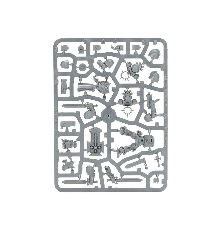 Space Marines Bladeguard Veterans unpainted plastic sprue, frame 1 of 3