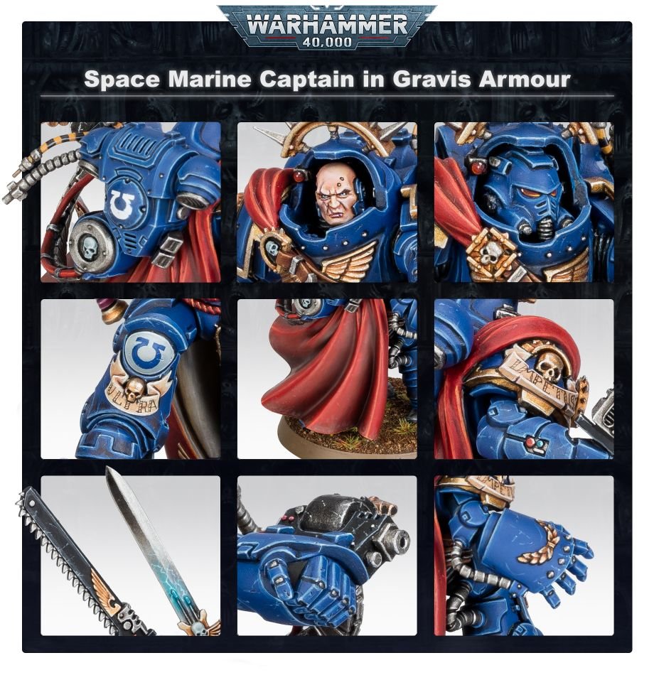 Space Marines: Captain in Gravis Armour model detail - Loaded Dice