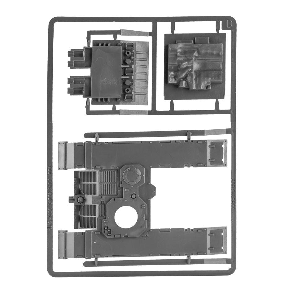 Land Raider unpainted plastic sprue with hull floor and assault ramp, frame 4 of 5