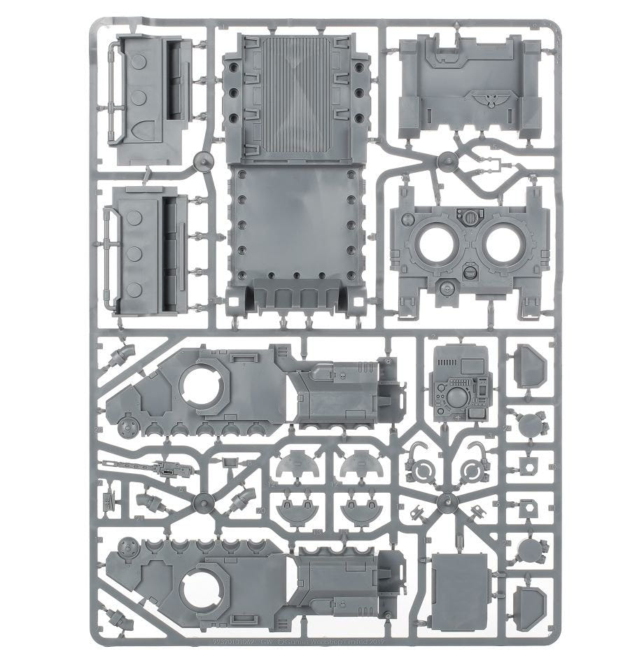 Space Marines Primaris Impulsor unpainted plastic sprue, frame 2 of 2