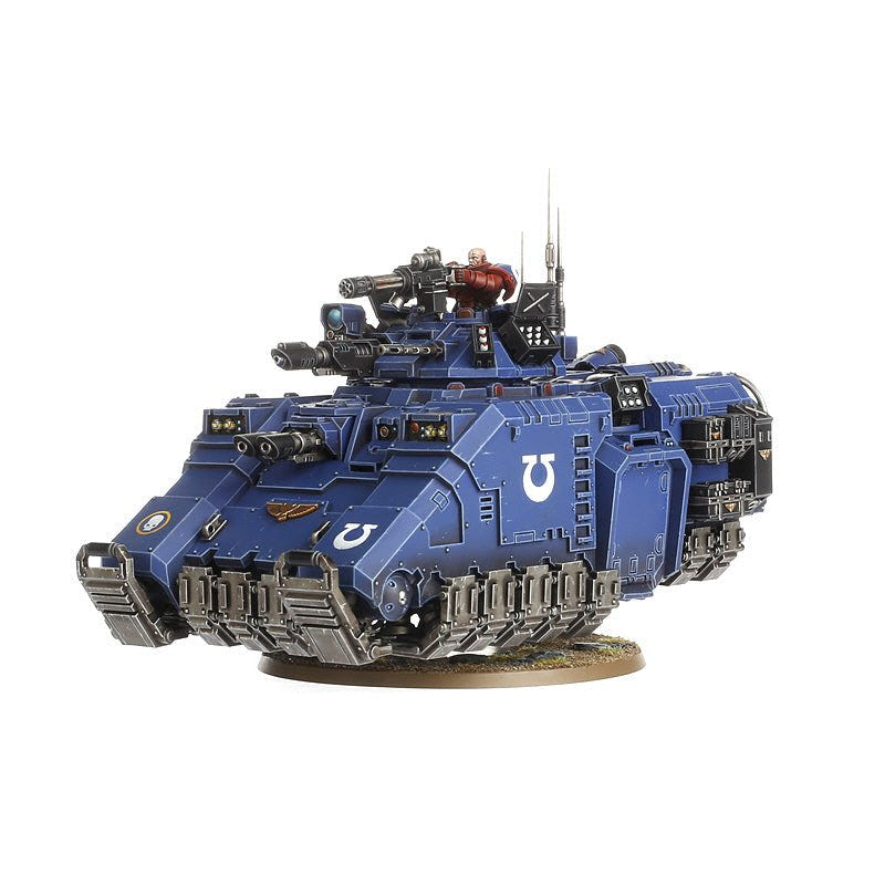 Blue Primaris Repulsor from the opposite side, showing sponsons and turret