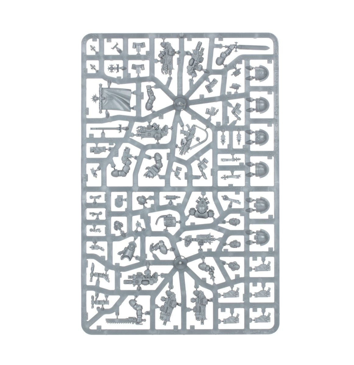 Sternguard Veteran Squad unpainted plastic sprue, frame 1 of 3