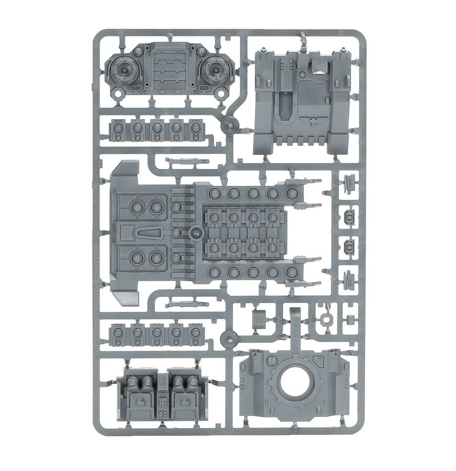 Space Marines Storm Speeder unpainted plastic sprue, frame 1 of 2