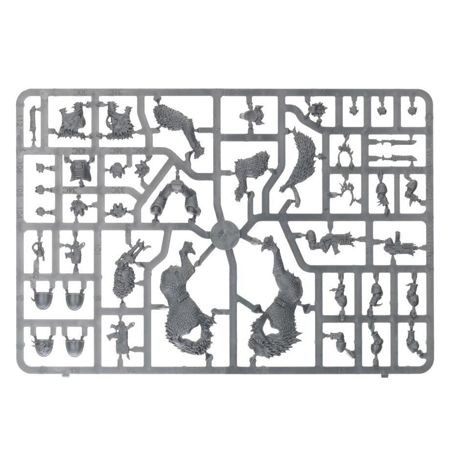 Space Wolves Thunderwolf Cavalry unpainted plastic sprue, frame 1 of 3
