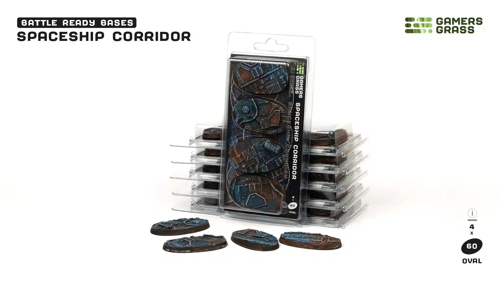 Gamers Grass Spaceship Corridor Oval Bases - 60mm (x4) - Loaded Dice