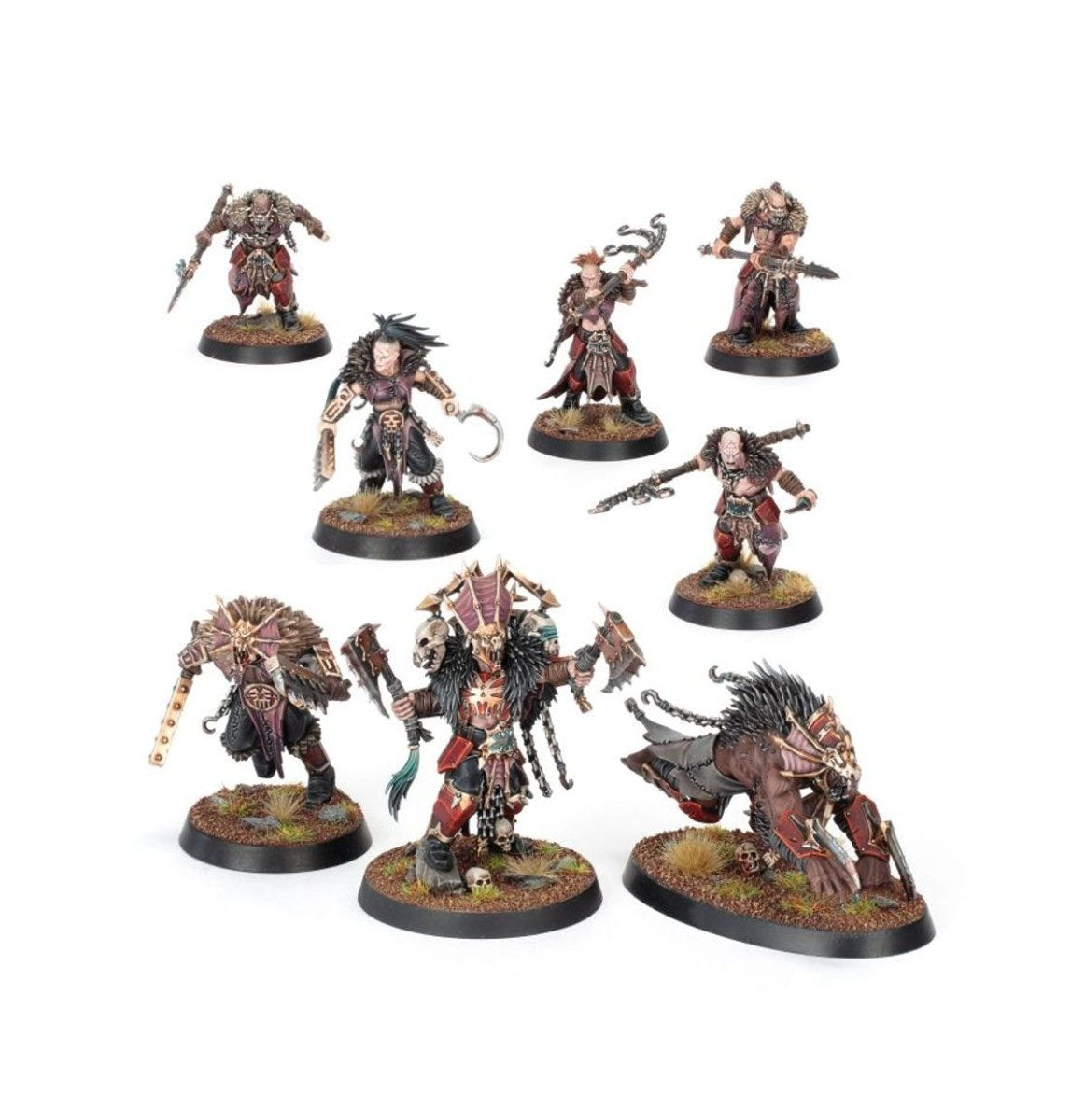 Painted Blades of Khorne mortal warriors and a hound from the Fangs of the Blood God Spearhead