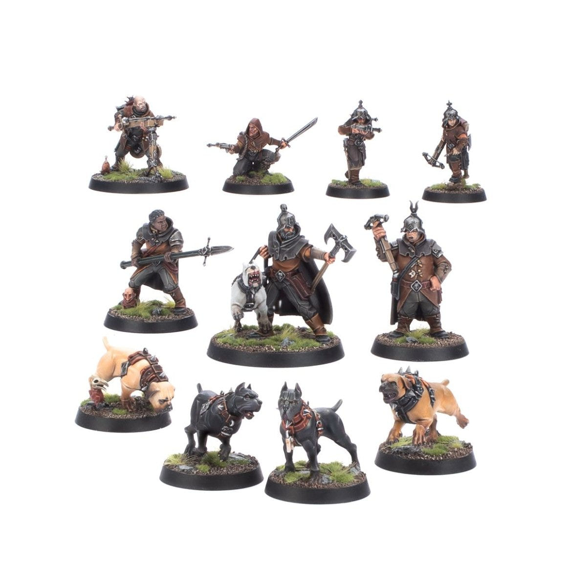 Painted Cities of Sigmar skirmishers, armoured warriors and war hounds from the Fusil-Platoon