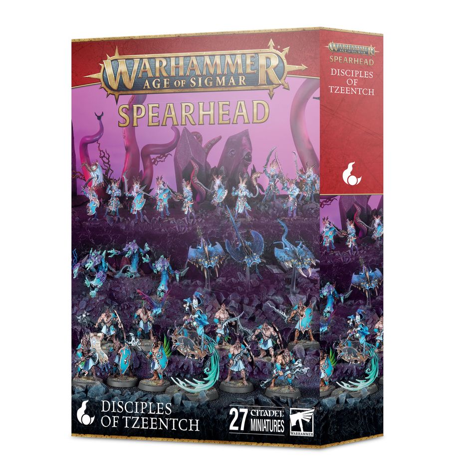 Games Workshop Spearhead: Disciples of Tzeentch Fluxblade Coven box front, 27 Citadel miniatures