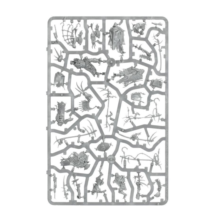 Spearhead Maggotkin of Nurgle Bubonic Cell unpainted plastic sprue, frame 6 of 7