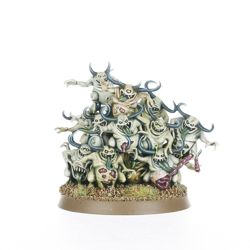 Painted base of Nurglings piled together, Maggotkin of Nurgle Bubonic Cell