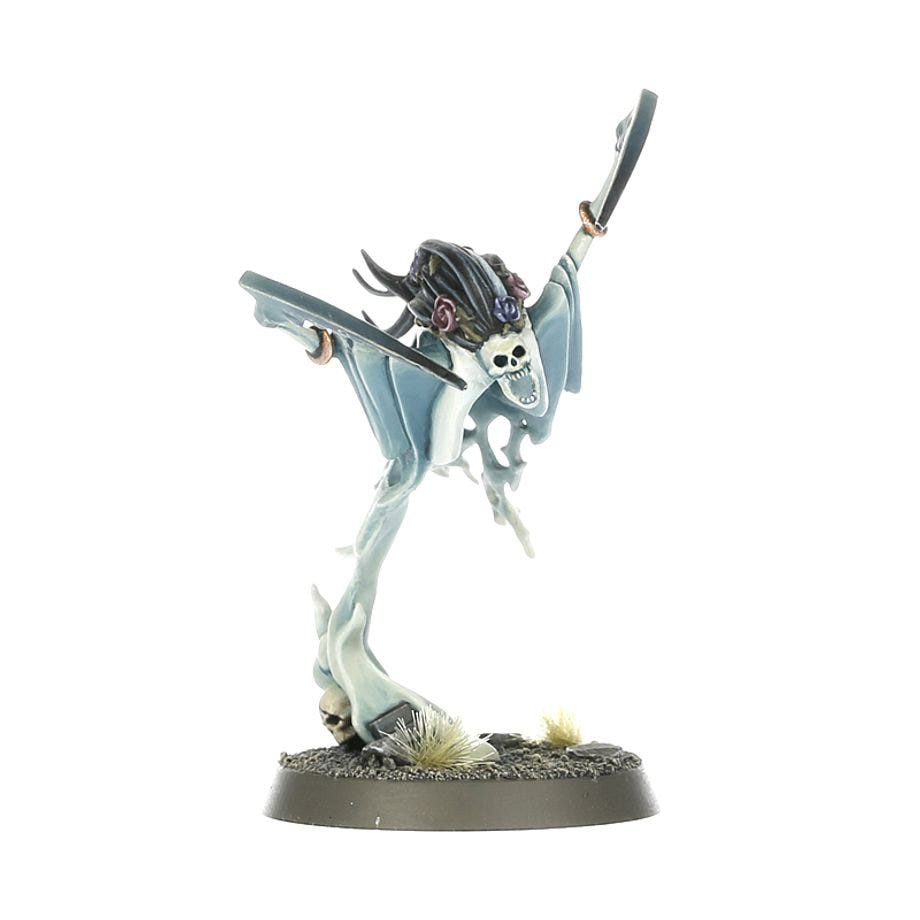 Painted Dreadscythe Harridan leaping with scythe raised, Cursed Shacklehorde