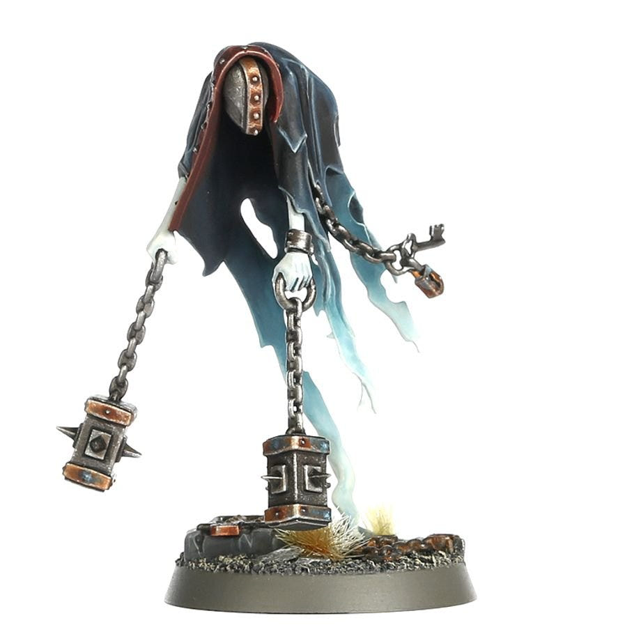 Painted Nighthaunt Chainghast swinging chained flails, front view