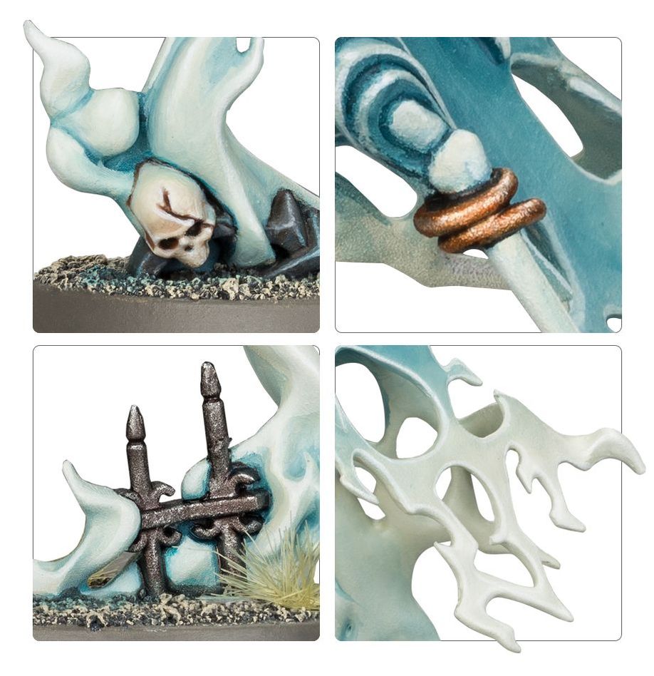 Close-ups of painted Nighthaunt ghost bases, shackles and spectral trails