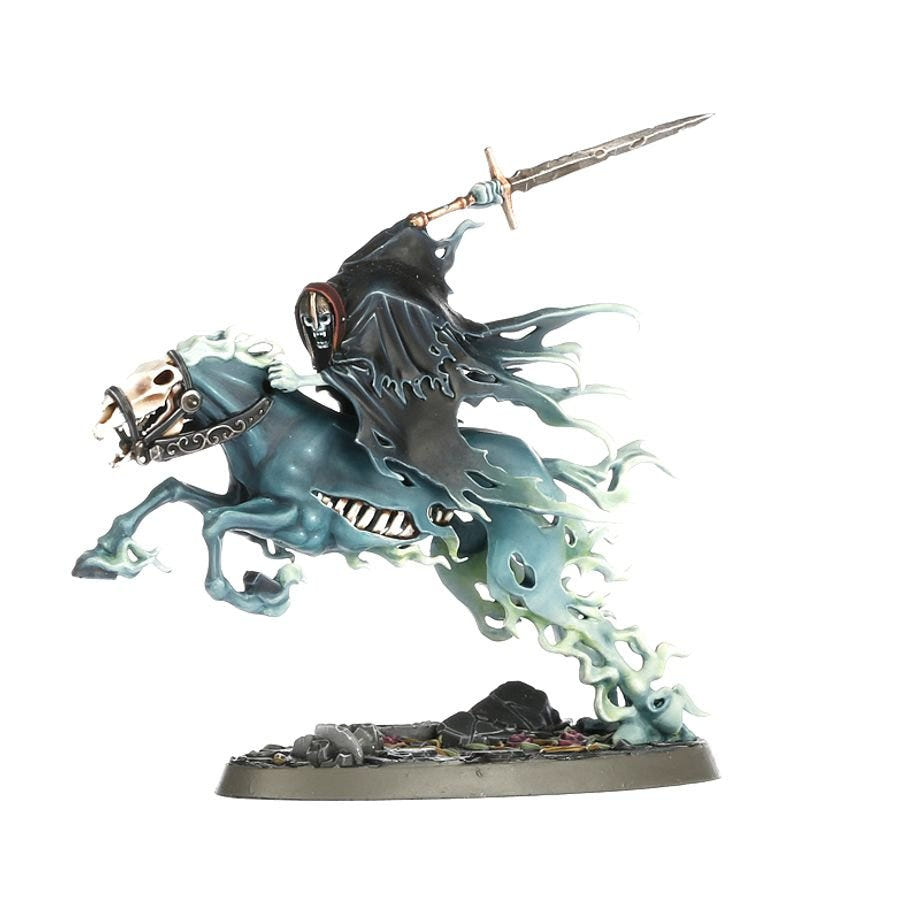 Painted Dreadblade Harrow charging on a ghostly horse, side view