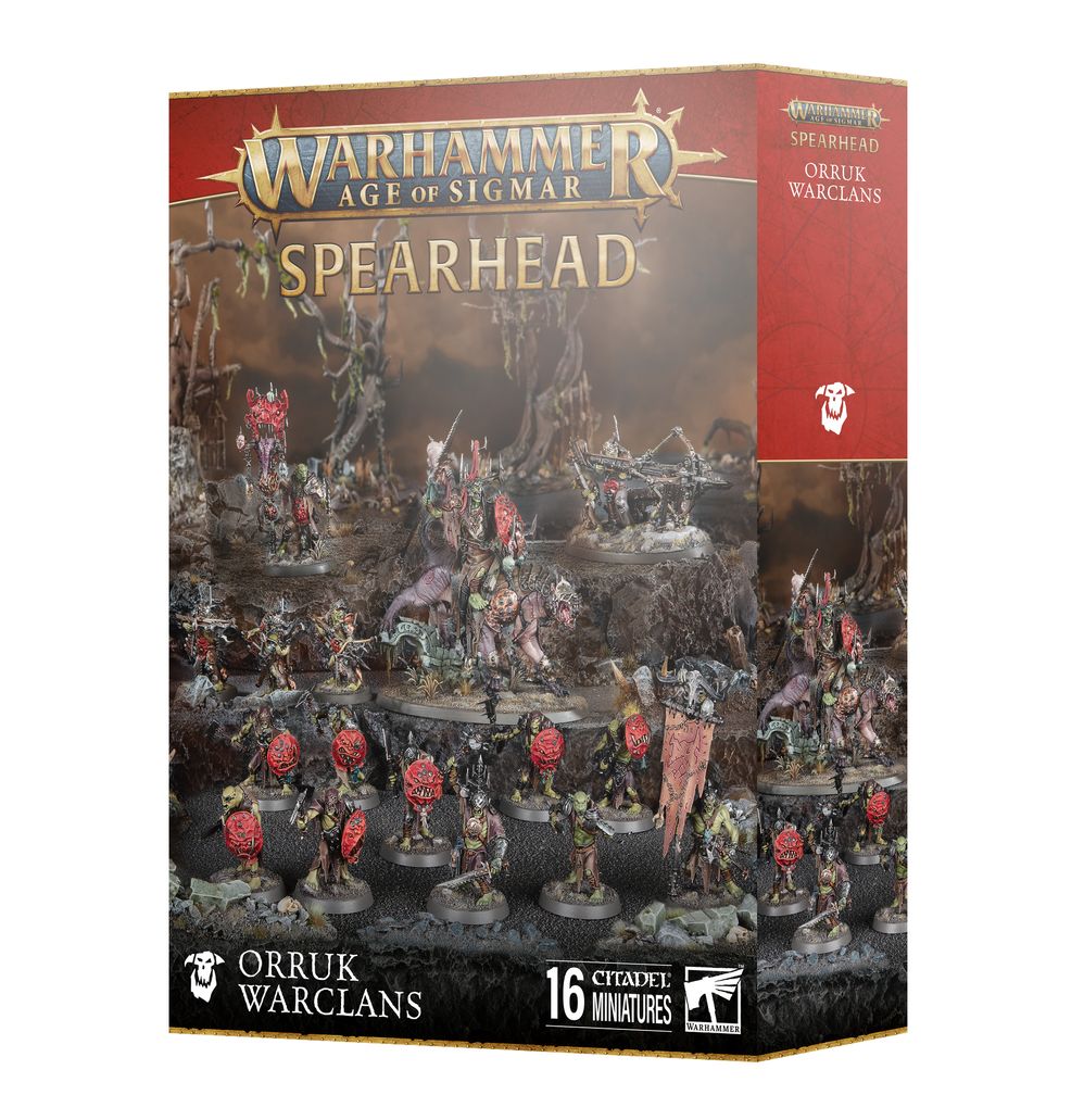 Games Workshop Age of Sigmar Spearhead Orruk Warclans Kruleboyz box, 16 miniatures