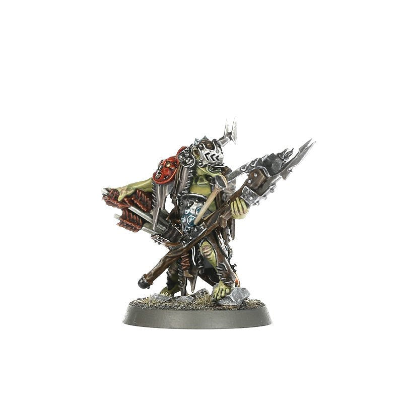 Painted Kruleboyz Man-skewer Boltboy crouching with crossbow, side view