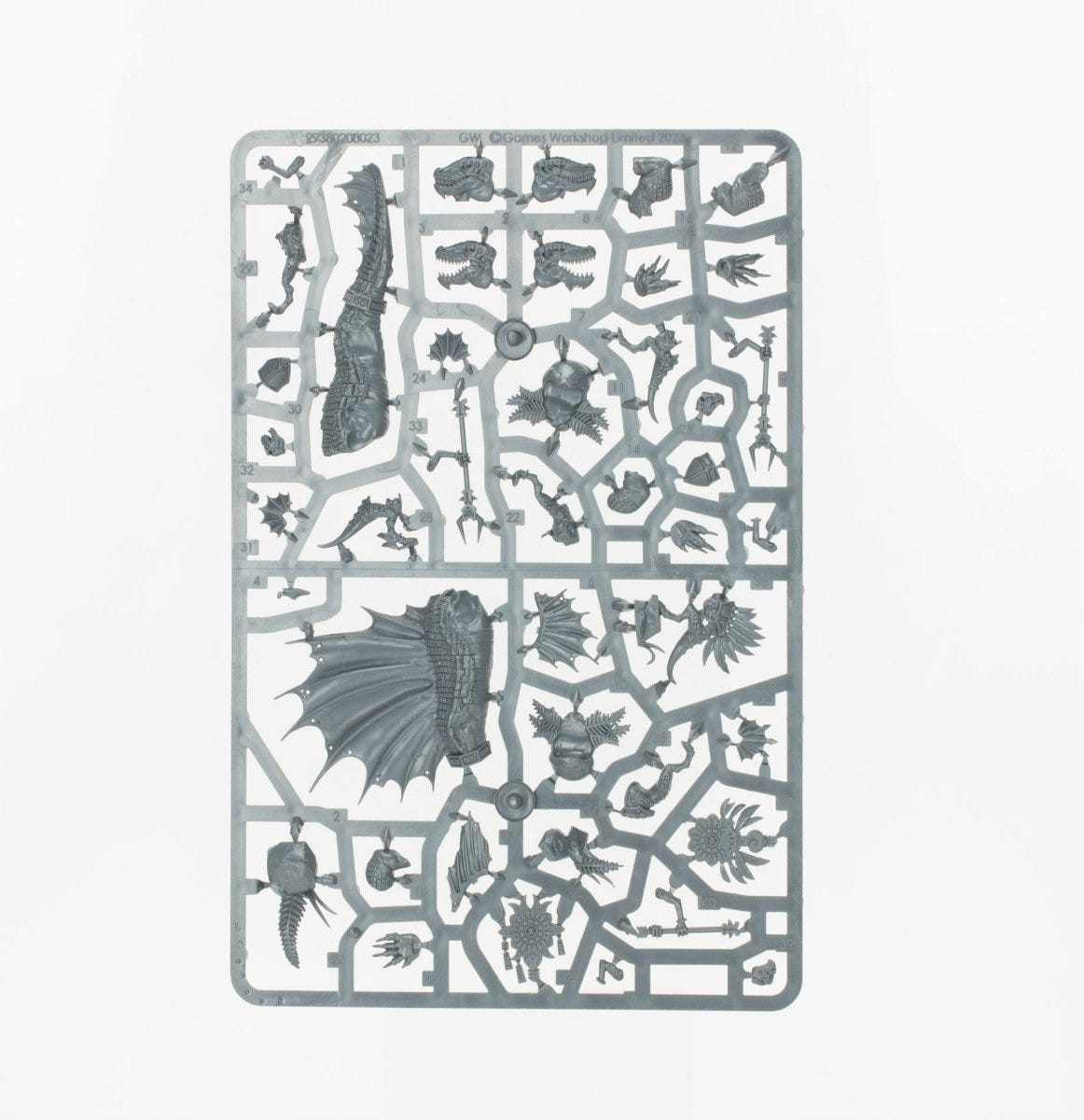 Spearhead: Seraphon Sunblooded Prowlers unpainted plastic sprue, frame 8 of 8