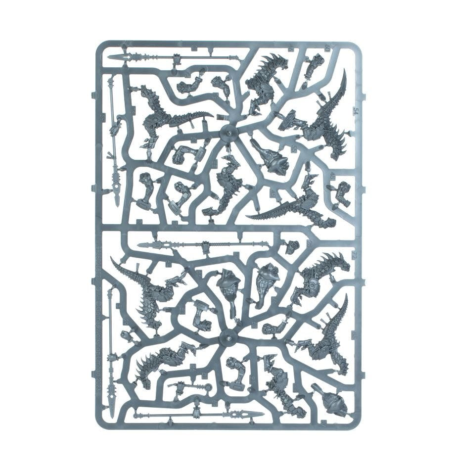 Spearhead: Seraphon Sunblooded Prowlers unpainted plastic sprue, frame 3 of 8