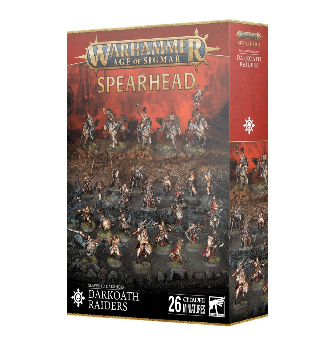 Games Workshop Spearhead: Slaves to Darkness Darkoath Raiders box front, 26 Citadel miniatures