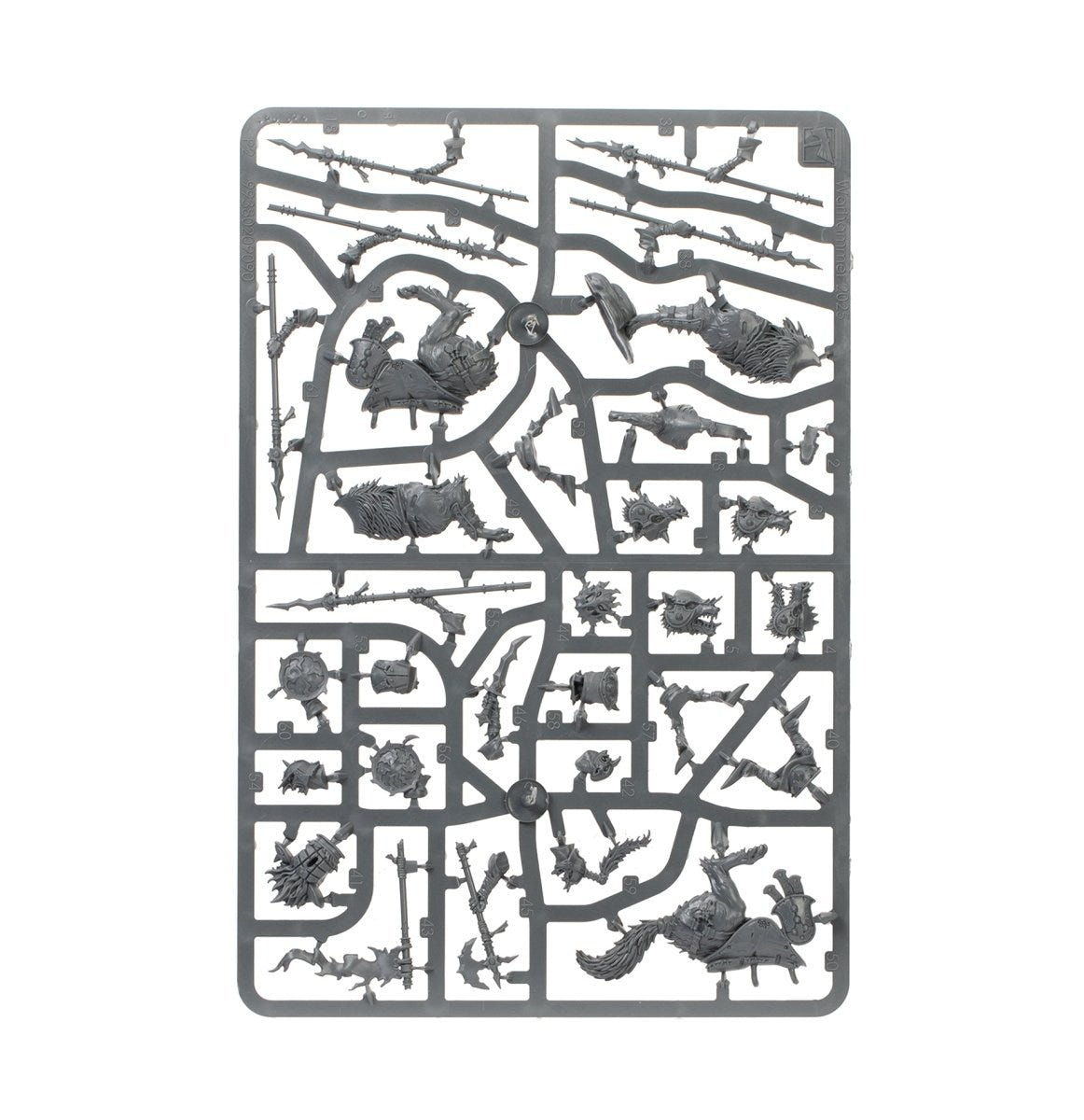 Spearhead Snarlpack Huntaz unpainted plastic sprue, frame 5 of 6