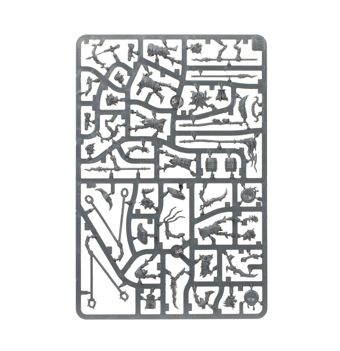 Spearhead Snarlpack Huntaz unpainted plastic sprue, frame 3 of 6