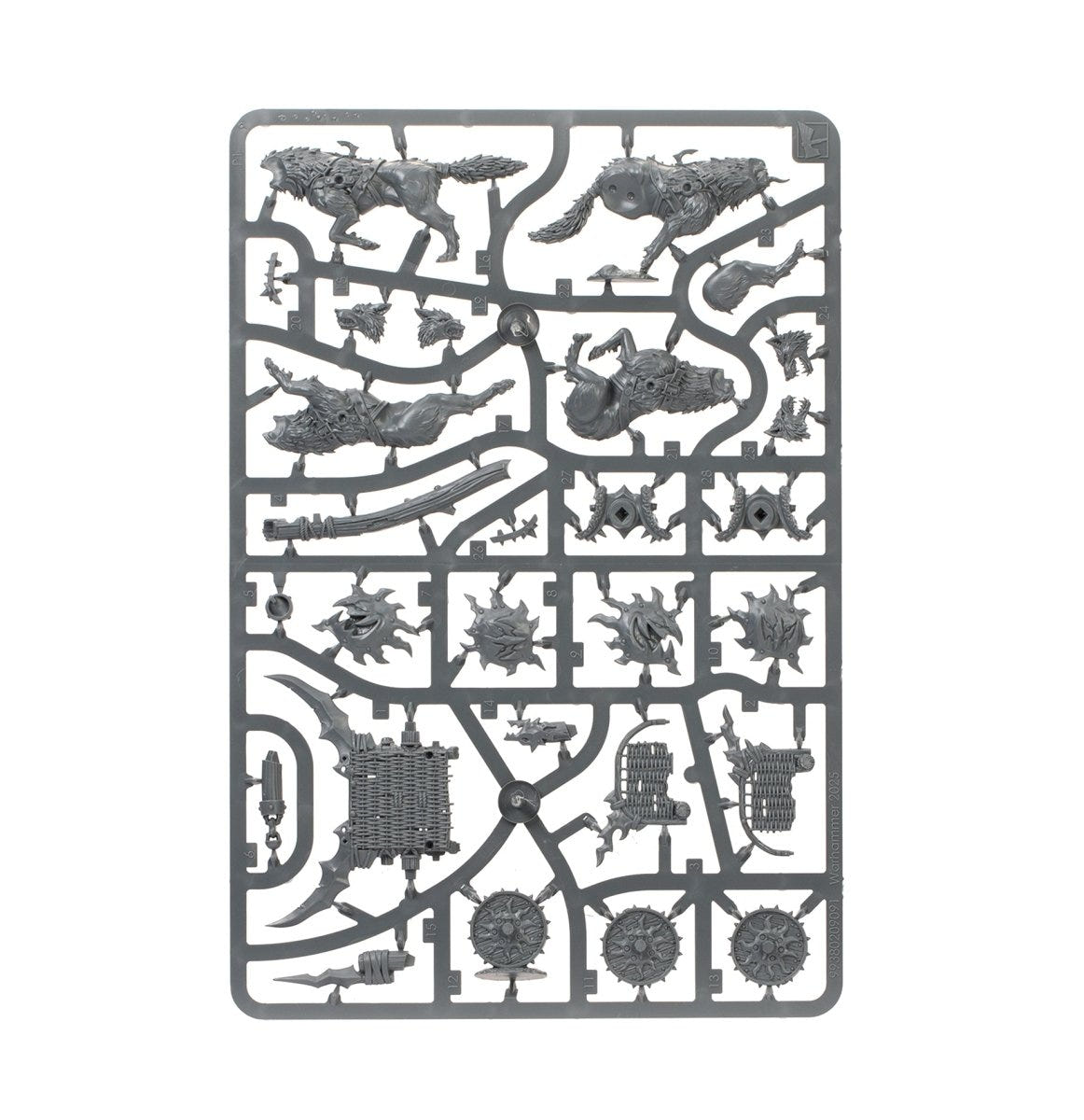 Spearhead Snarlpack Huntaz unpainted plastic sprue, frame 4 of 6