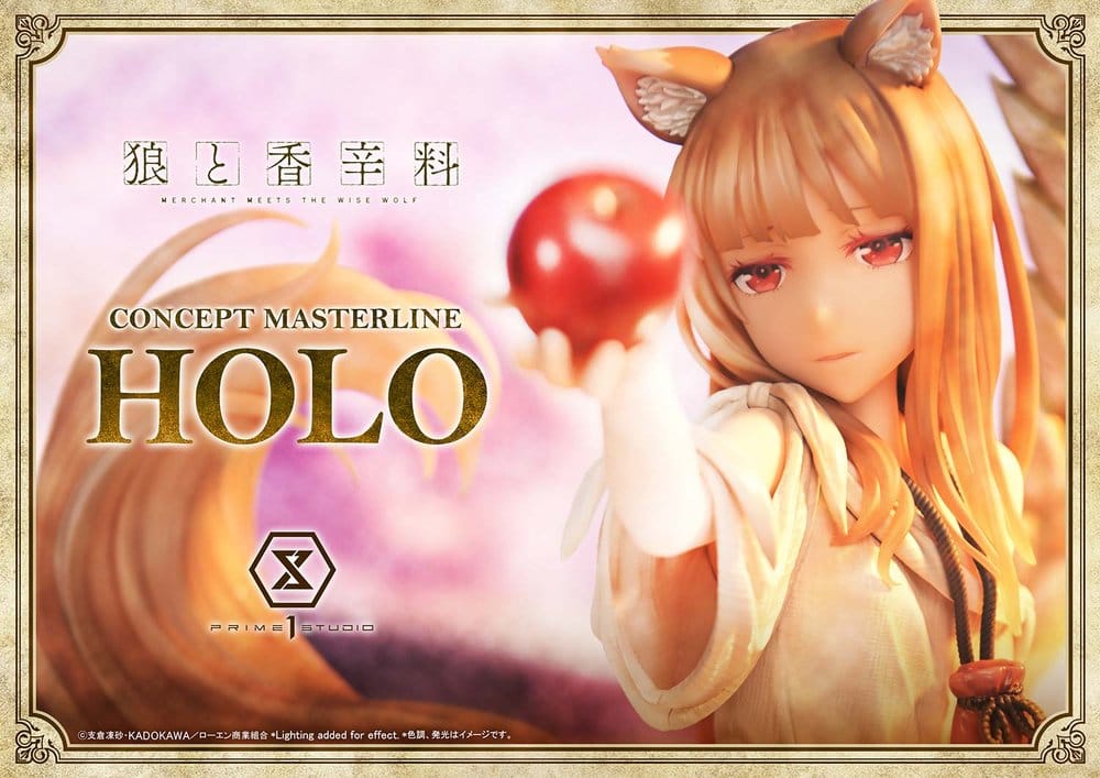 Spice and Wolf Concept Masterline Holo promotional banner, close-up holding a red apple