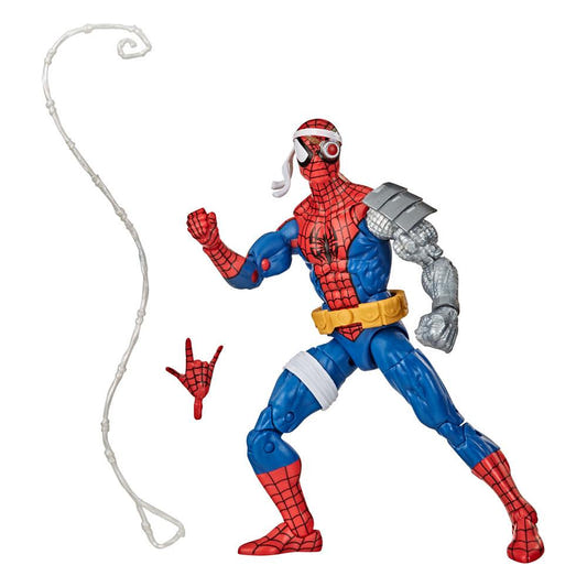 Hasbro Marvel Retro Collection Cyborg Spider-Man action figure with metal arm and web accessory