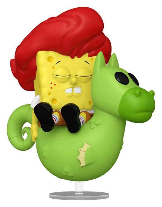 Funko POP! Rides SpongeBob riding Mystery the green seahorse, front view