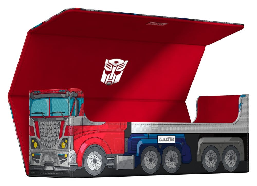 Squaroes Collectors Case 400 Transformers Optimus Prime truck, lid open, cab-end angle
