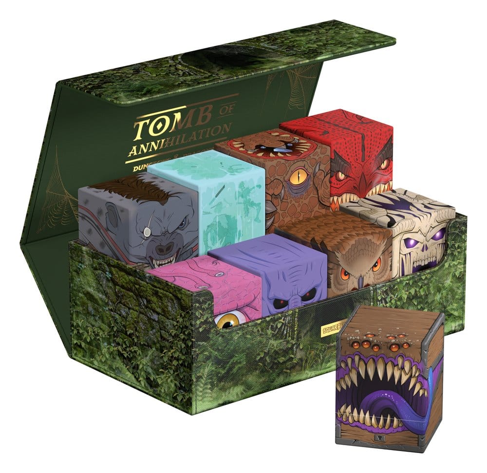 Squaroes Collectors Case 800 D&D Tomb of Annihilation, open and filled with character Squaroes