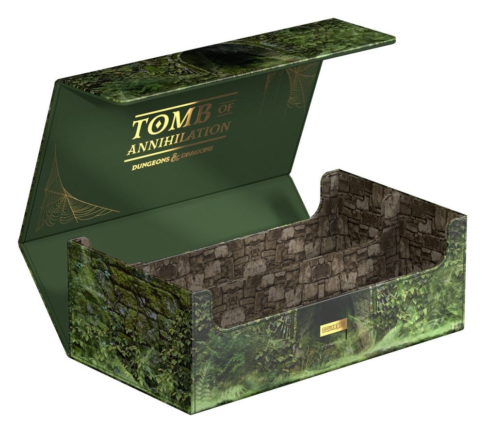 Squaroes Collectors Case 800 D&D Tomb of Annihilation, lid raised, two empty card compartments