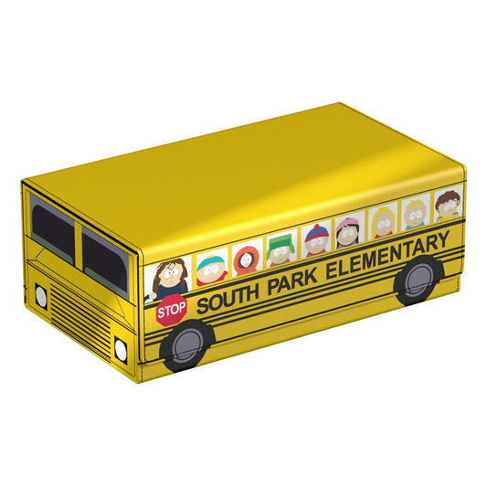 Squaroes Collectors Case 800 South Park school bus, closed, front view from the left