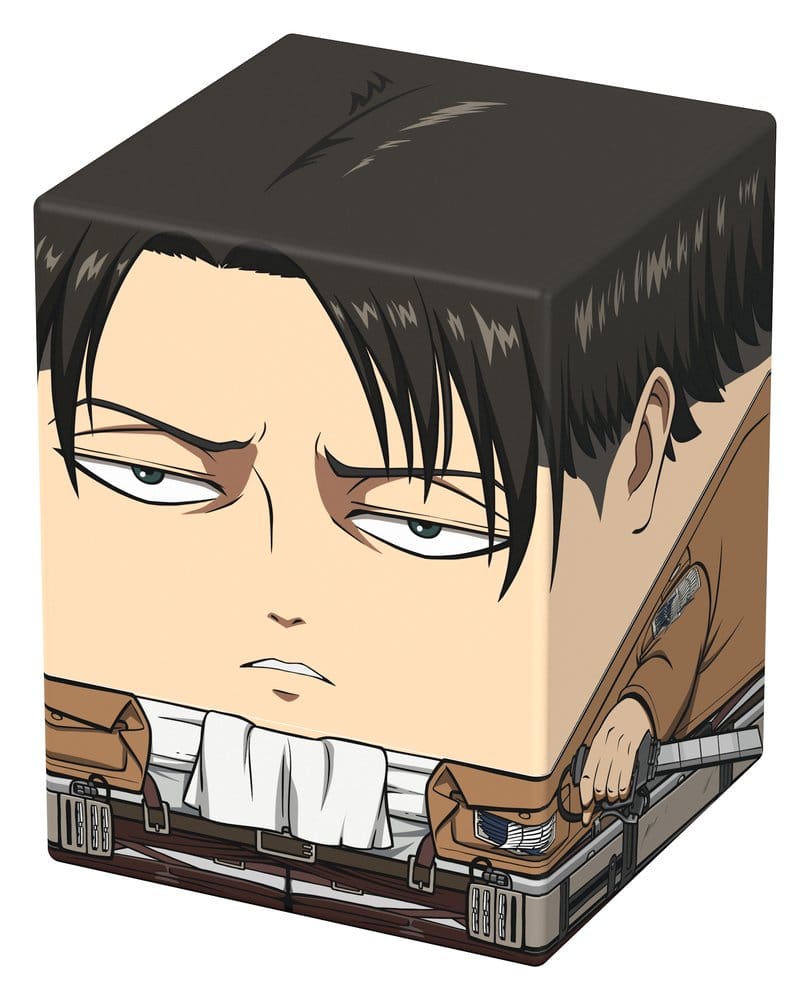 Squaroes Attack on Titan AOT004 Levi Ackermann deck box, front view from the right