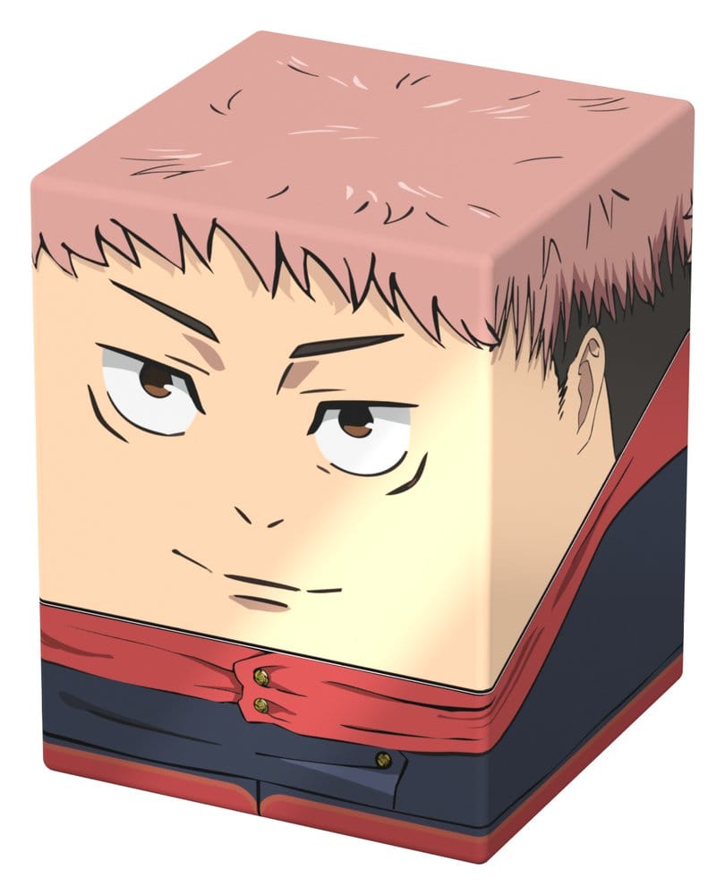 Squaroes Jujutsu Kaisen Yuji Itadori deck box, front corner view angled right