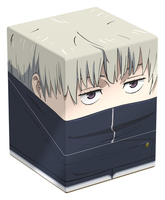 Squaroes Jujutsu Kaisen Toge Inumaki deck box, pale hair and high-collared uniform, front corner view angled left