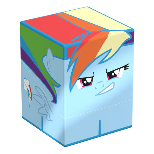Squaroes My Little Pony Rainbow Dash deck box, blue face and rainbow mane, front corner view angled left